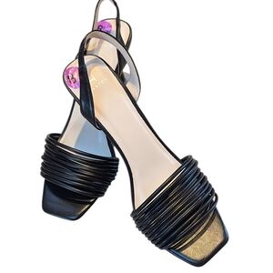H By Halston, Hong Kong Black Strappy Heels. Size 8.5